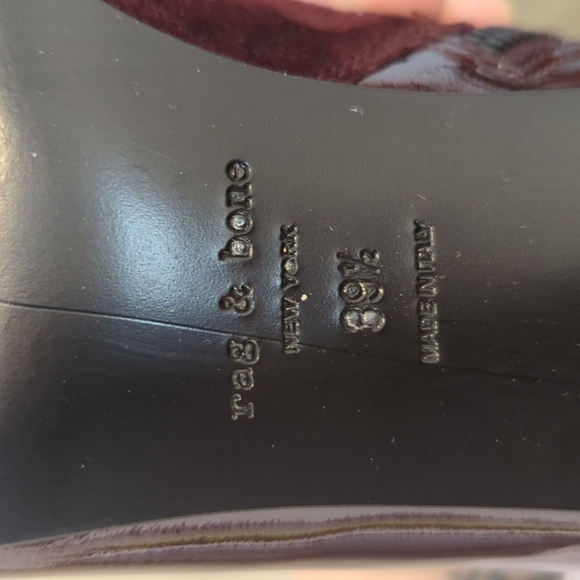 Rag and Bone size 39.5 Burgundy Patent Leather and Suede Ankle Boots wit… - Picture 6 of 8